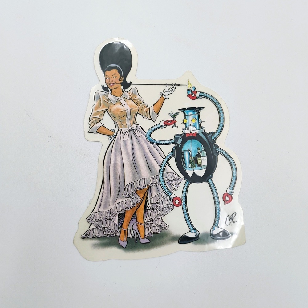 COOP Art Robot Butler Pin-Up Vinyl Sticker 2001 Poster Pop Chris Cooper Kustom